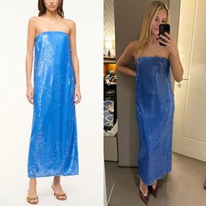 Staud Casey Sequin Strapless Dress in Cornflower Blue Size 00 NEW New with tags!